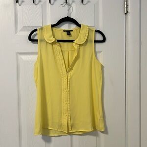 Yellow Short Sleeve Blouse with Flower Buttons